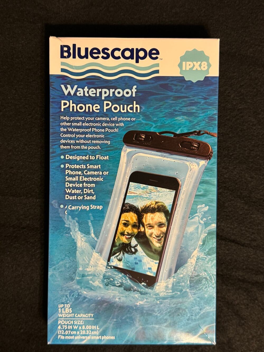 Bluescape Universal Waterproof Phone Pouch,  Black & Clear New in Box